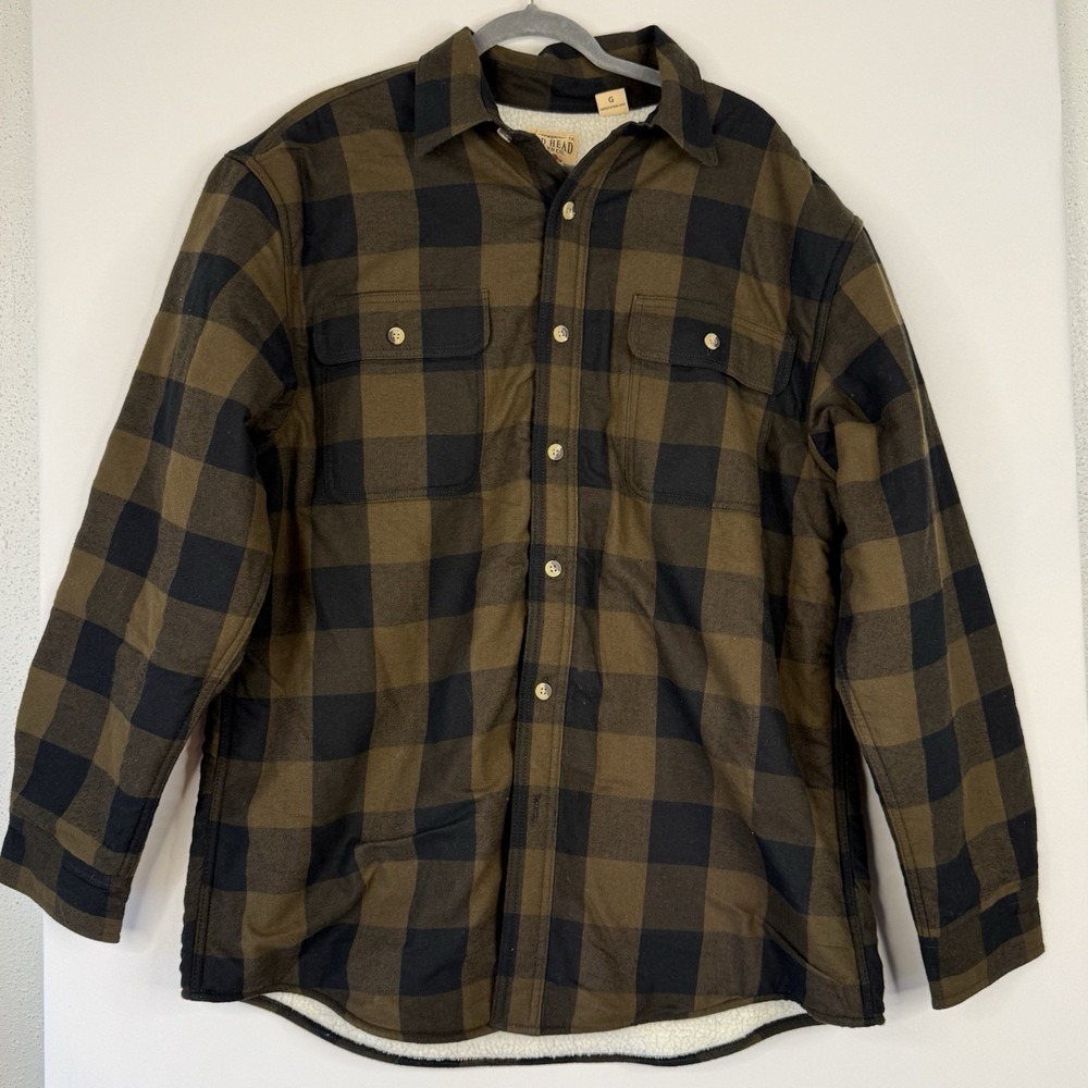 Red Head Brand Co Jacket Mens Large Brown Plaid Sherpa Lined Flannel Outdoor